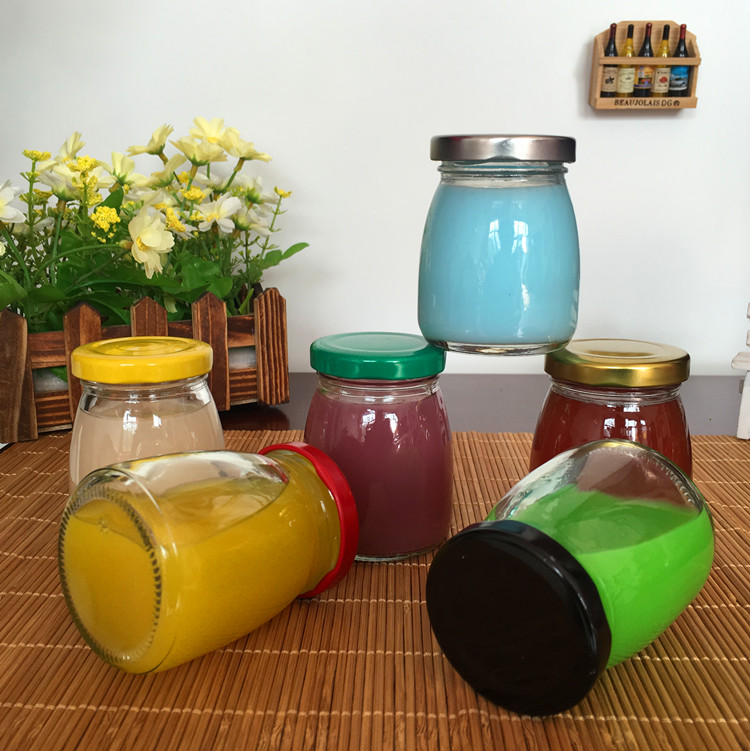 Glass packaging,100ml metal-capped pudding jars-sagreen