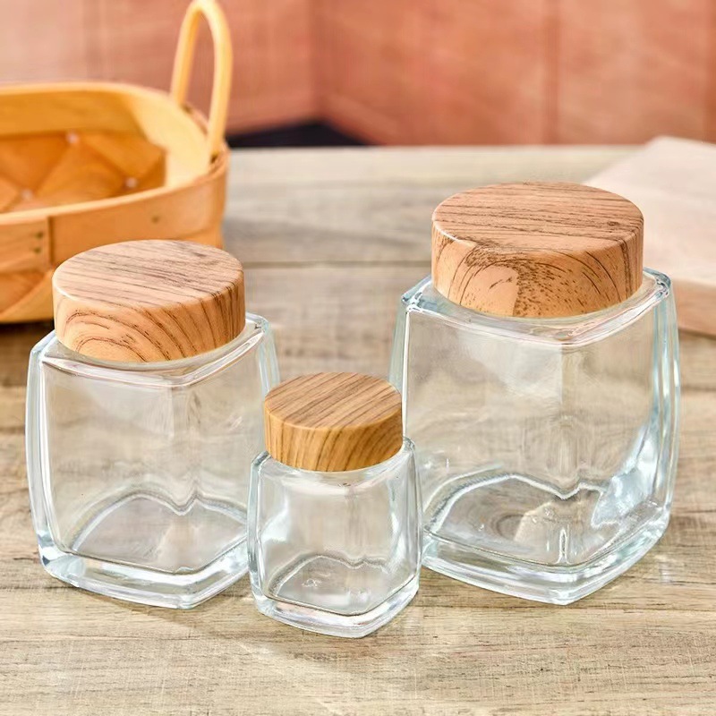 Glass packaging,Large-mouth square glass jars-sagreen