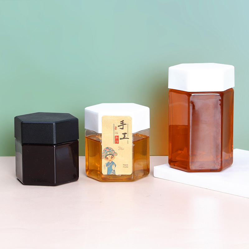 PET bottle, hexagonal plastic food bottle-sagreen