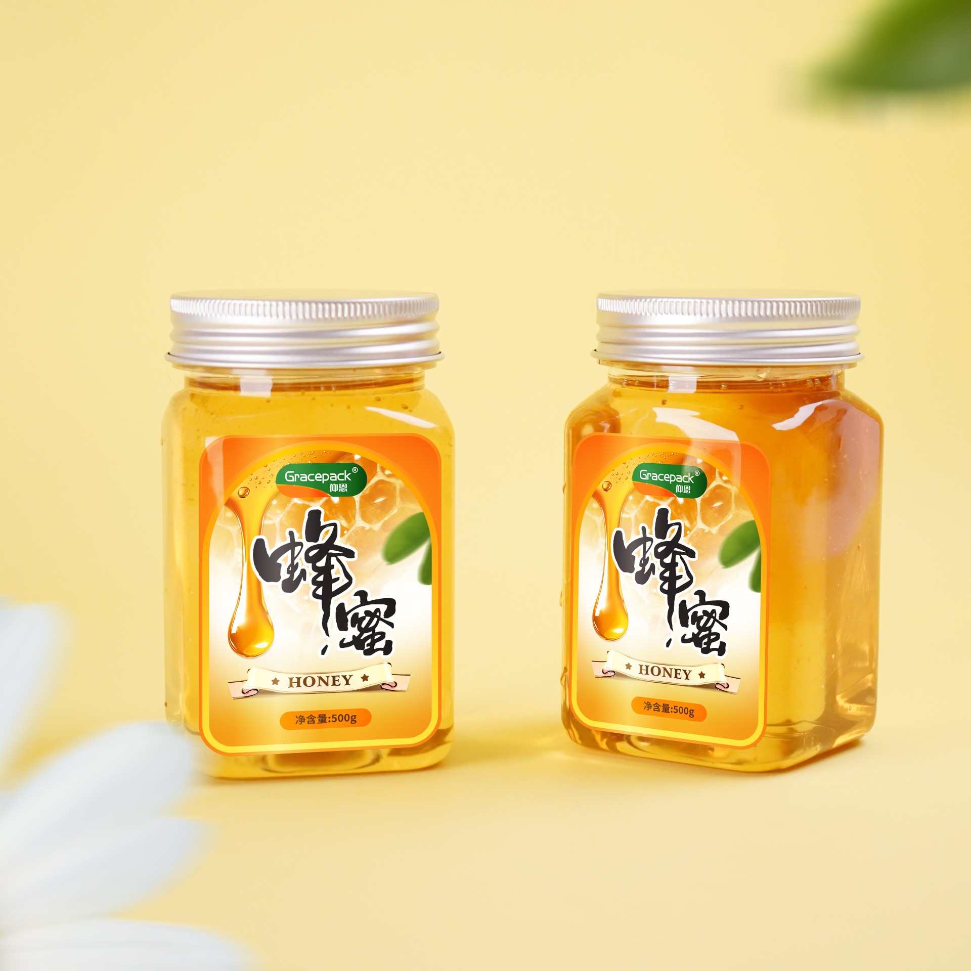 500g square plastic bottle,sealed for food-sagreen